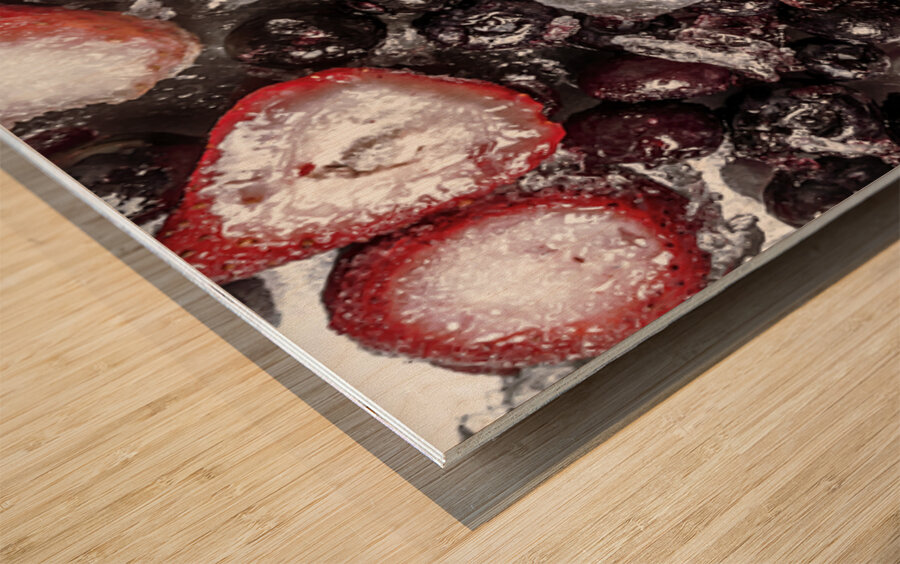 Berries And Ice Wood print