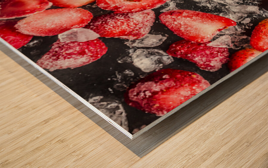 Frozen Strawberries Wood print