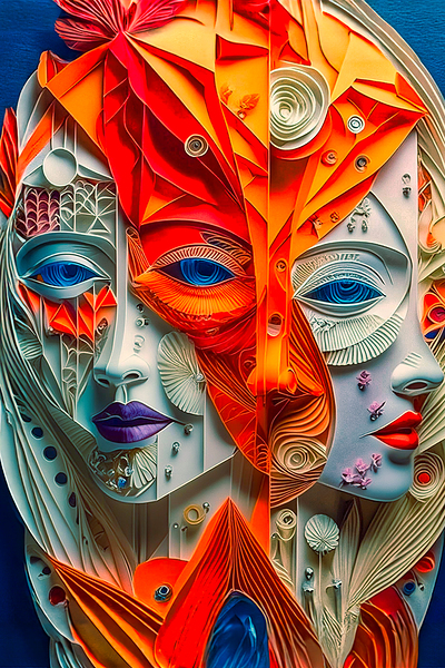 Abstract Women faces 4 Digital Download