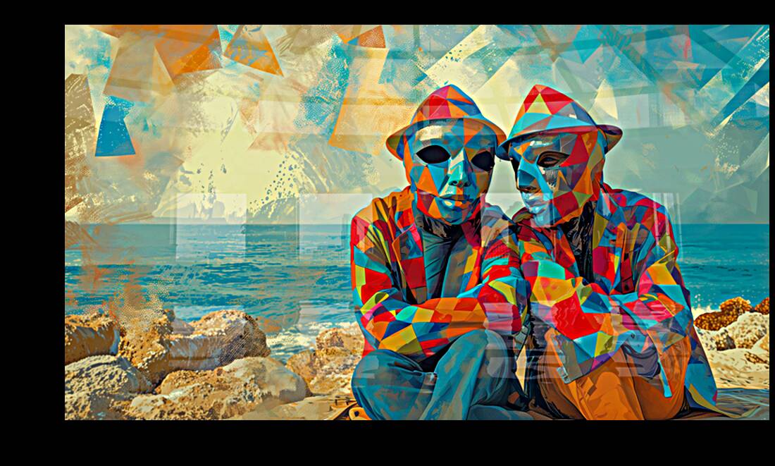 Geometric Bliss by the Sea - Arte de Pared Art Deco en Acrilico by Design Delight Reproduction