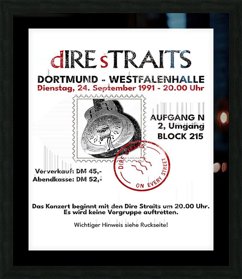 Dire Straits 54 Picture Frame print