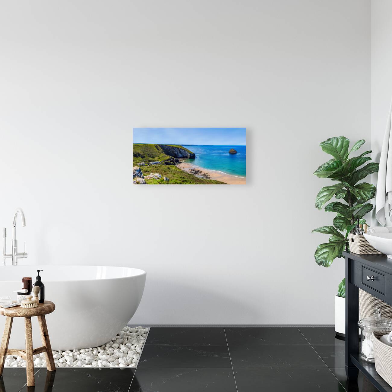 Tranquility Unleashed: The Magnificence of Trebarwith Beach and Gull Rock Reproduction