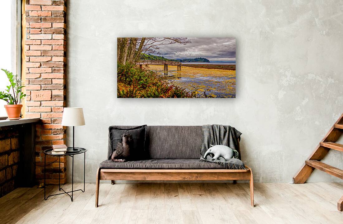 Tranquilitys Gateway: Exploring the Colors of Clallam Bay County Park Bridge Reproduction