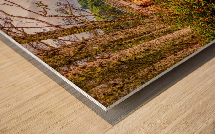 Tranquilitys Gateway: Exploring the Colors of Clallam Bay County Park Bridge Wood print