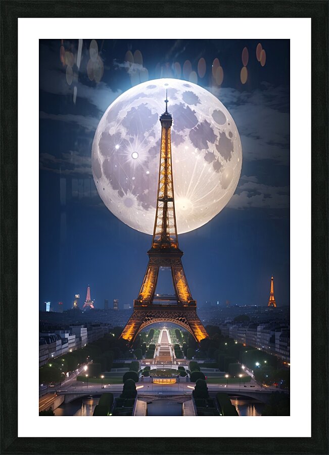  Eiffel Tower full moon  Picture Frame print