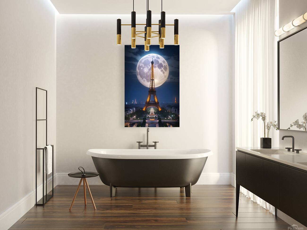  Eiffel Tower full moon  Reproduction