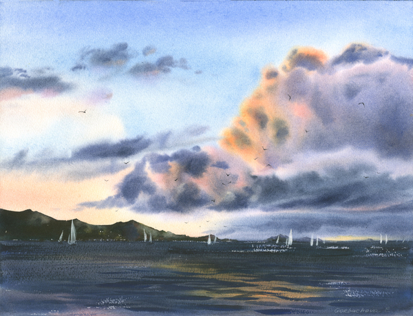 Sea and pink clouds Digital Download