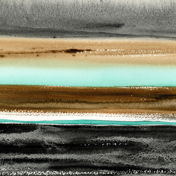 Turquoise watercolor landscape 4 Digital Download