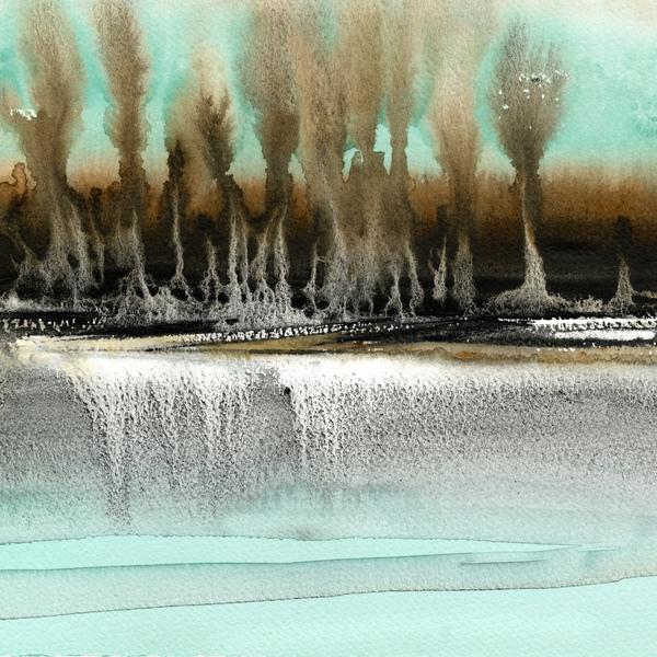 Turquoise watercolor landscape 5 Digital Download