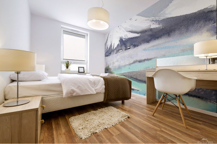 Turquoise mountain river Mural print