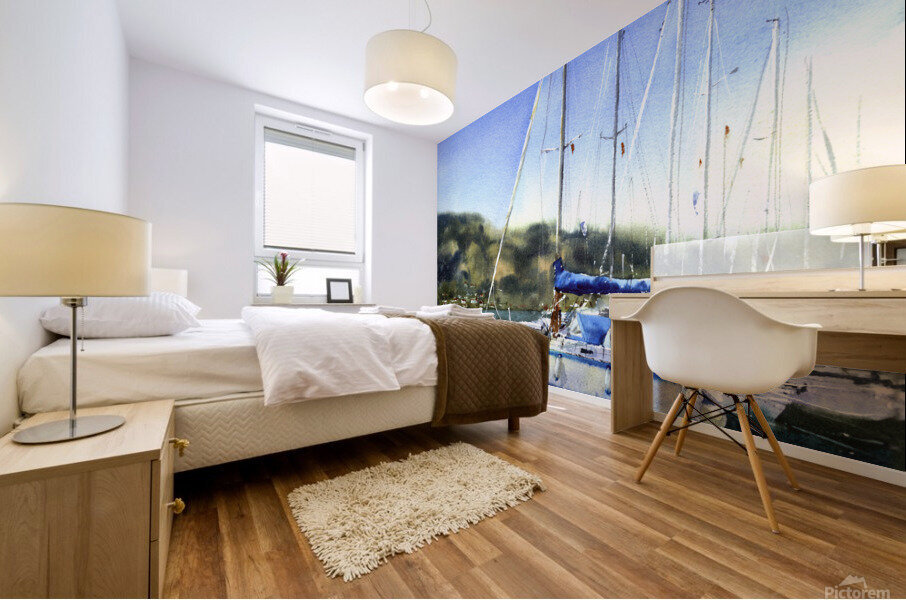 Moored yachts 1 Mural print