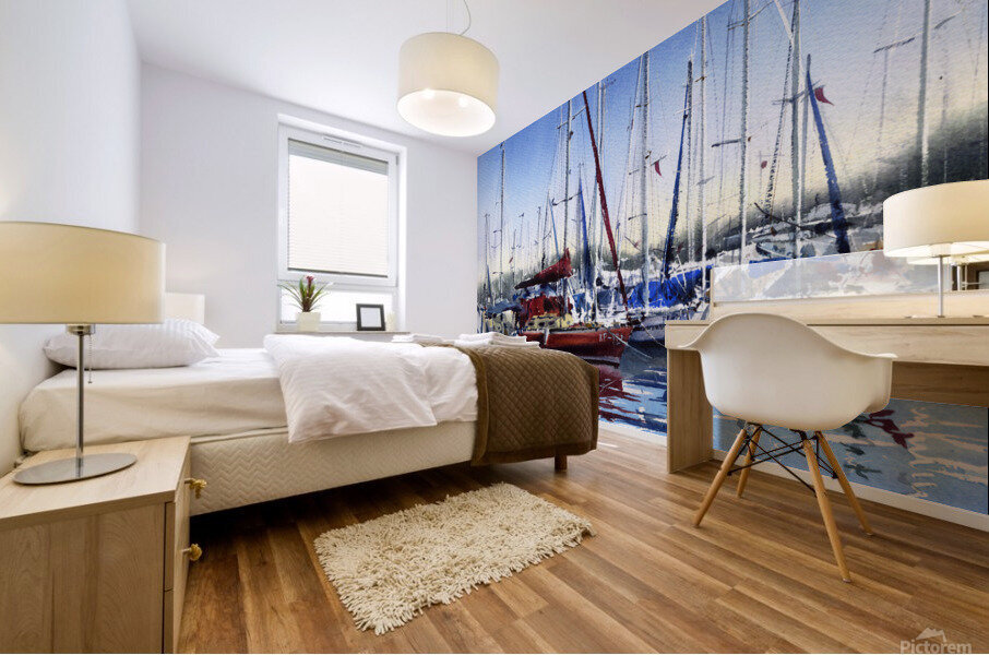 Moored yachts 2 Mural print