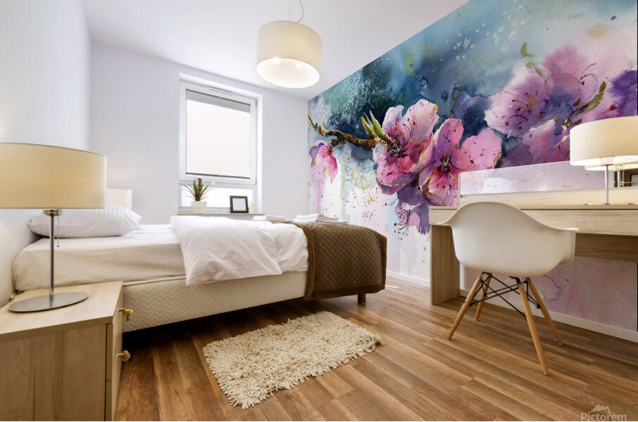 Blooming peach flower Mural print