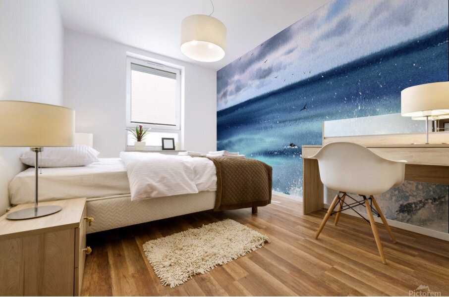 Waves and rocks Mural print