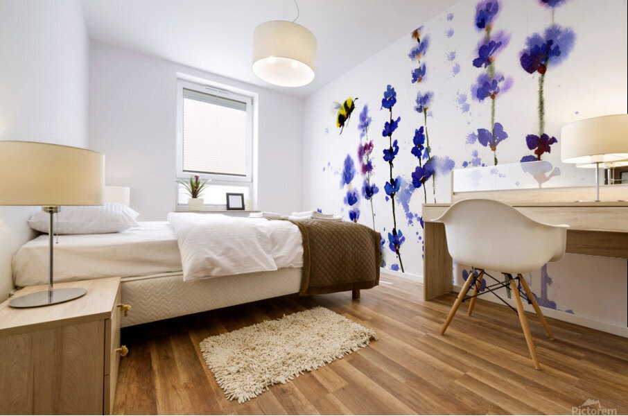 Lavender and bee Mural print