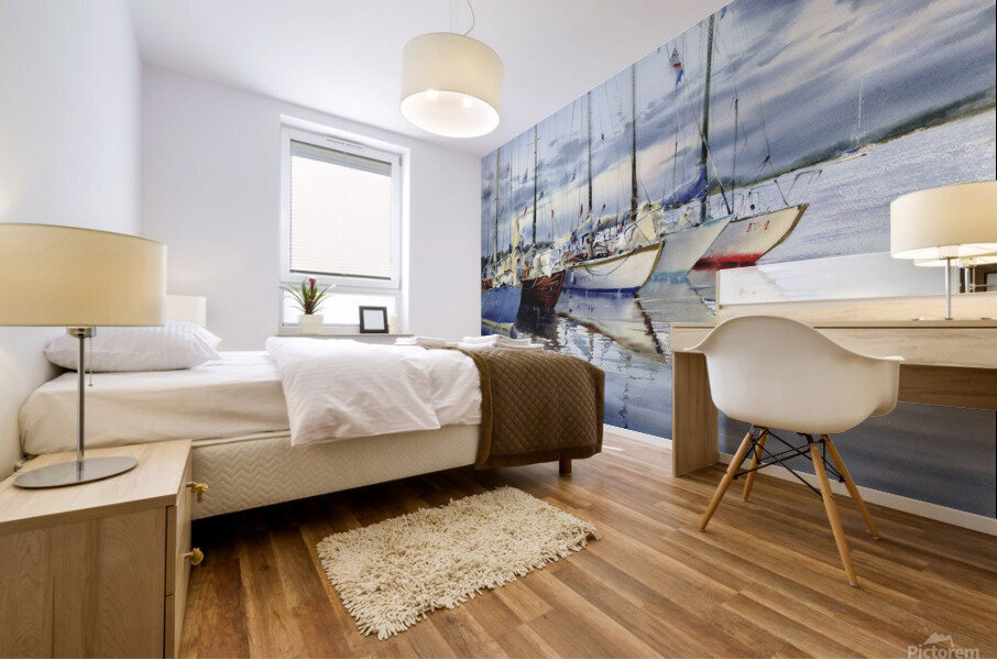 Moored yachts 3 Mural print