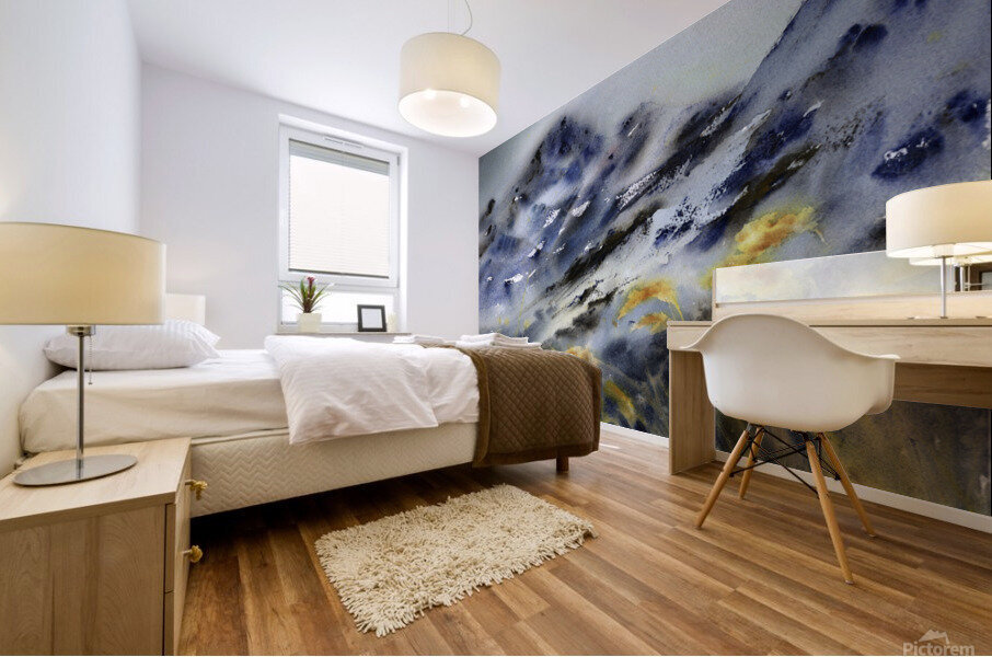 Gloomy mountains Mural print