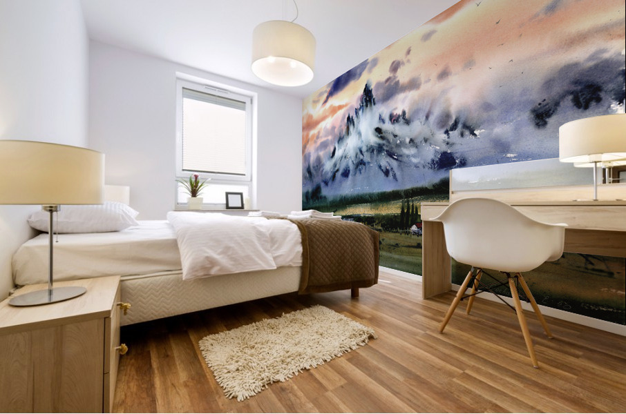 Fiery sunset Mural print