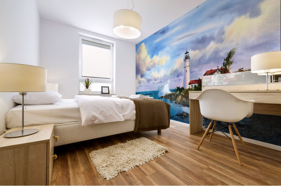 Lighthouse and sea Mural print