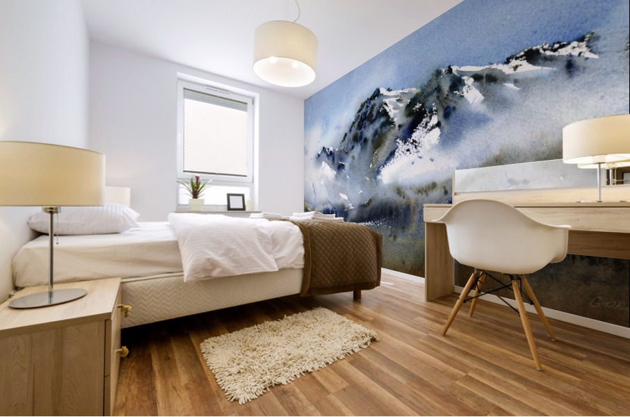 Mountain peaks in the clouds Mural print