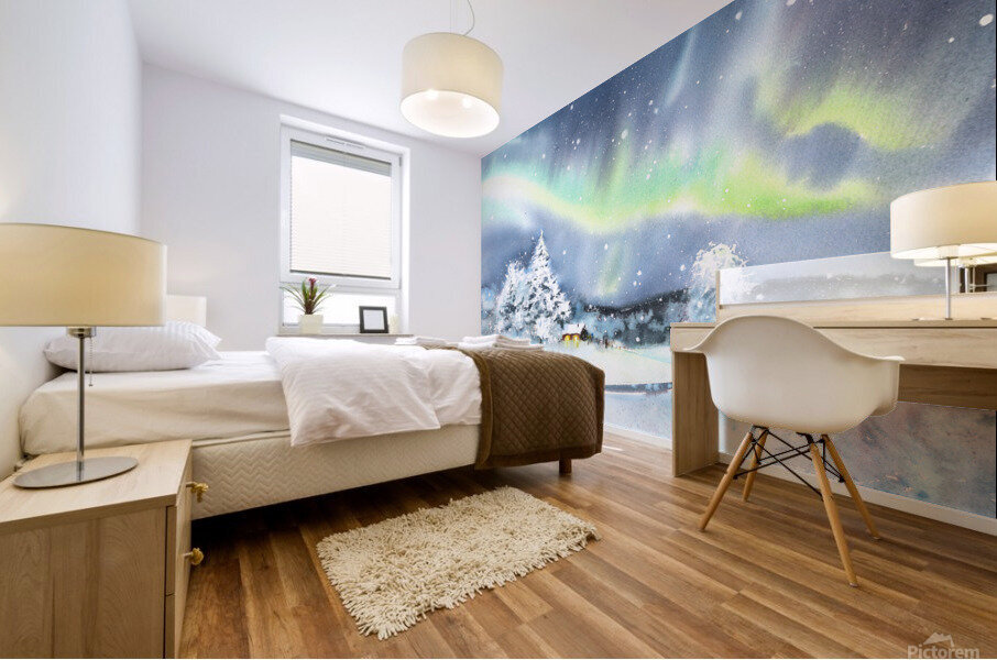 Aurora Borealis Winter Mural print