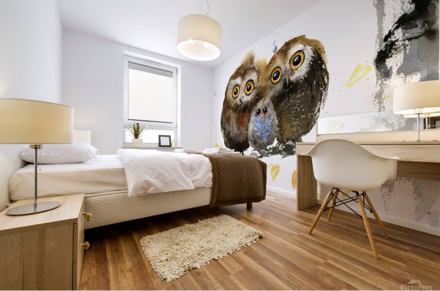 Owl Family Mural print