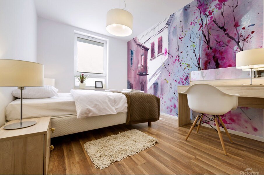 Italian courtyard Mural print
