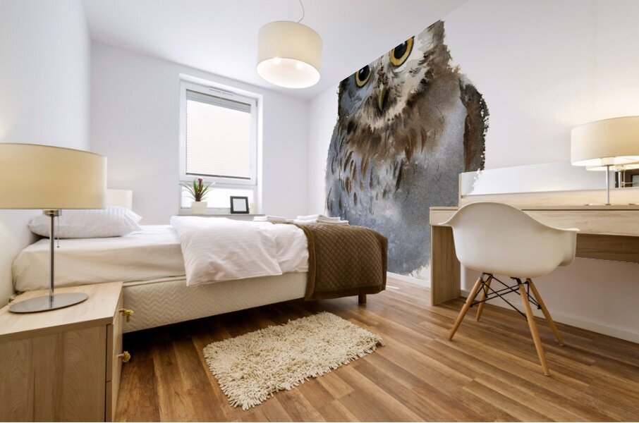 Watercolor owl Mural print