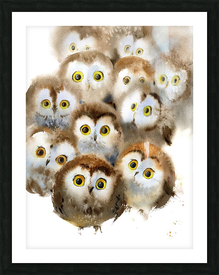 Watercolor owlets Picture Frame print