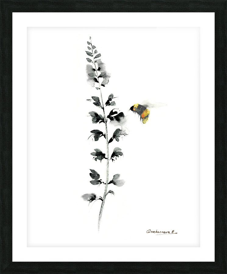 Flower and bumblebee Picture Frame print