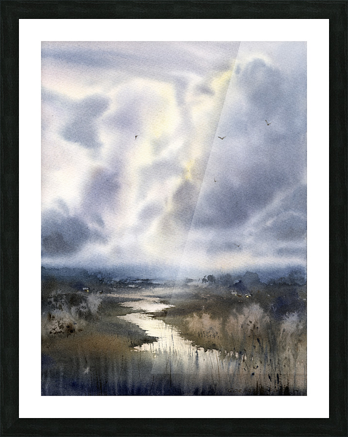 Clouds and river Picture Frame print