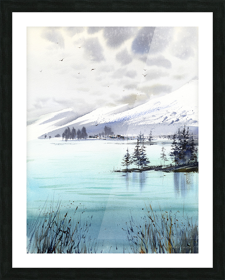 Turquoise mountain lake Picture Frame print