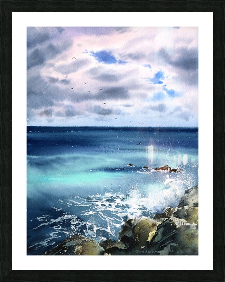 Waves and rocks Picture Frame print