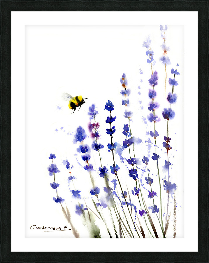 Lavender and bee Picture Frame print