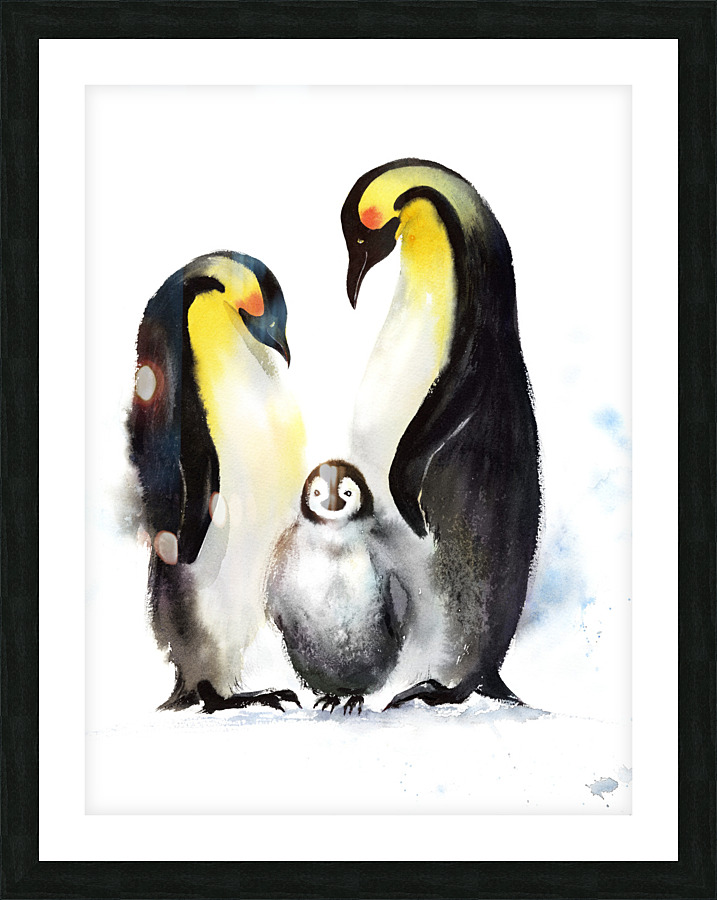 Penguin family Picture Frame print