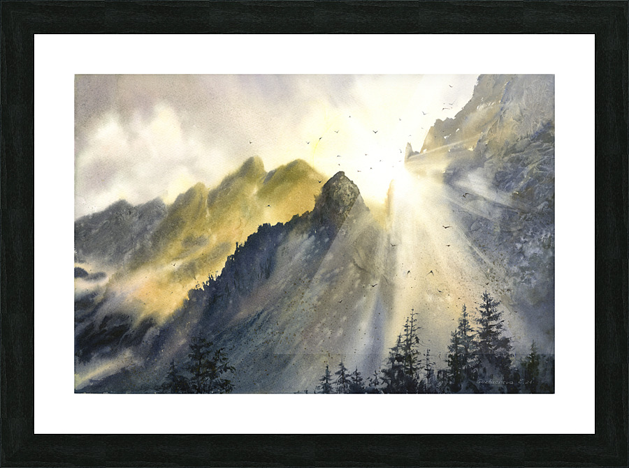Sun and mountains Picture Frame print
