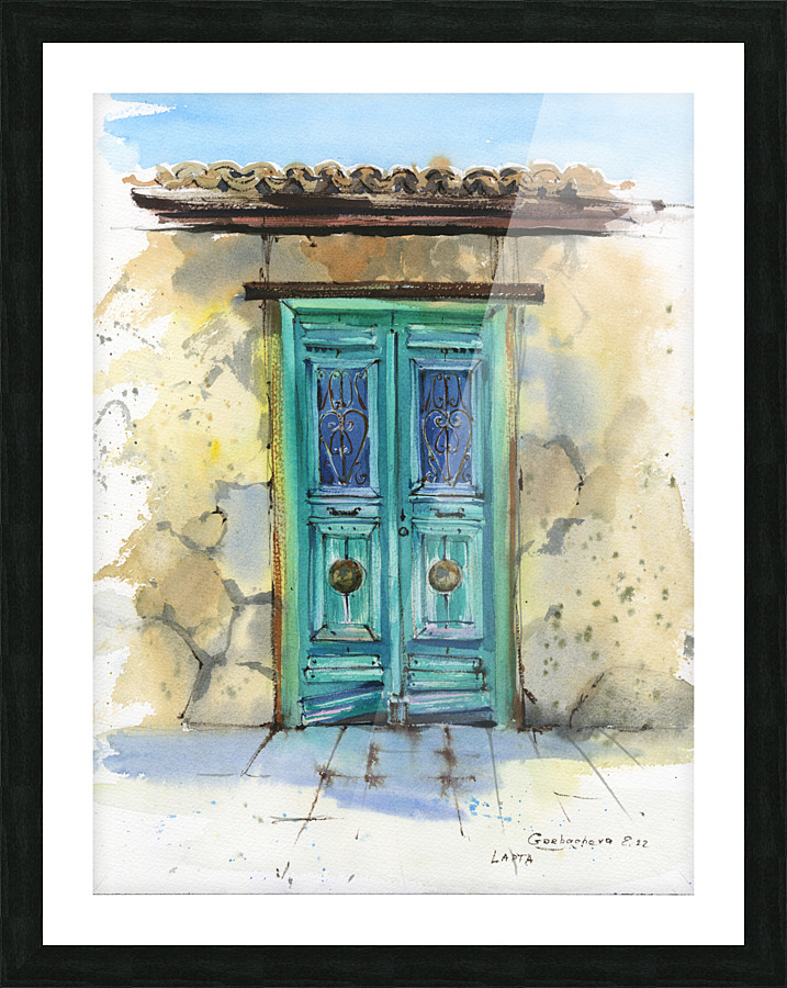 Green door Picture Frame print