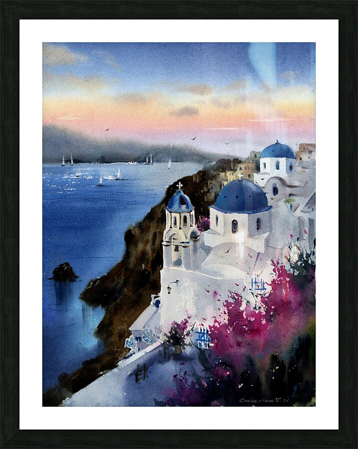 Santorini Sunset Greece Picture Frame print