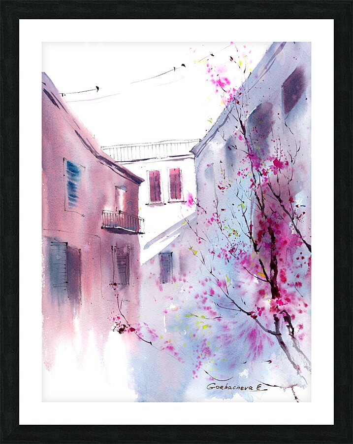 Italian courtyard Picture Frame print