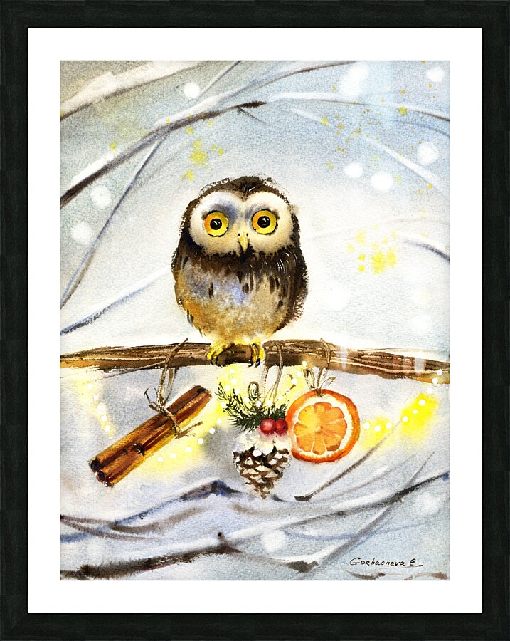 Christmas owl Picture Frame print
