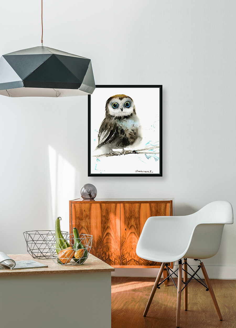 Little owl on a branch 4 Reproduction