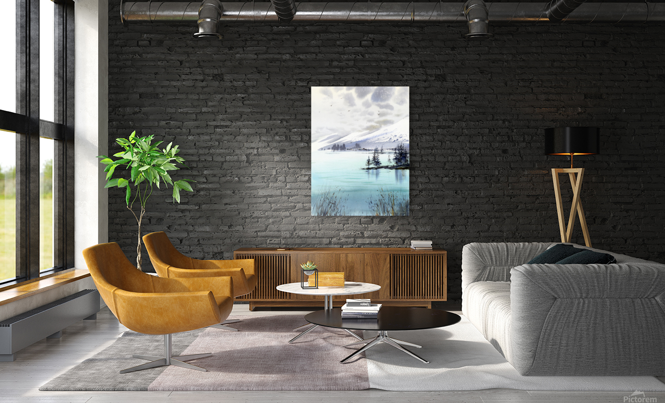 Turquoise mountain lake Reproduction