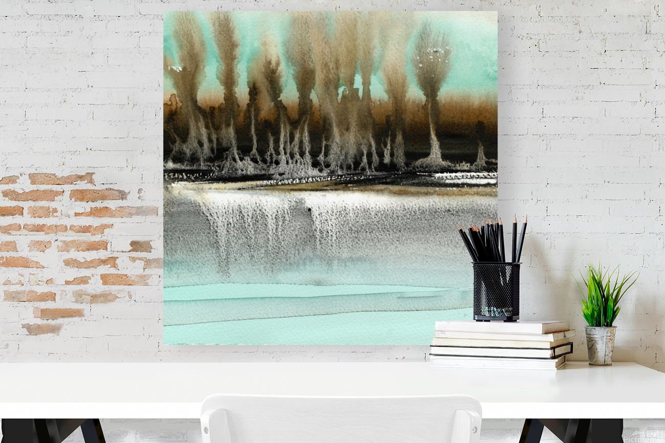 Turquoise watercolor landscape 5 Reproduction