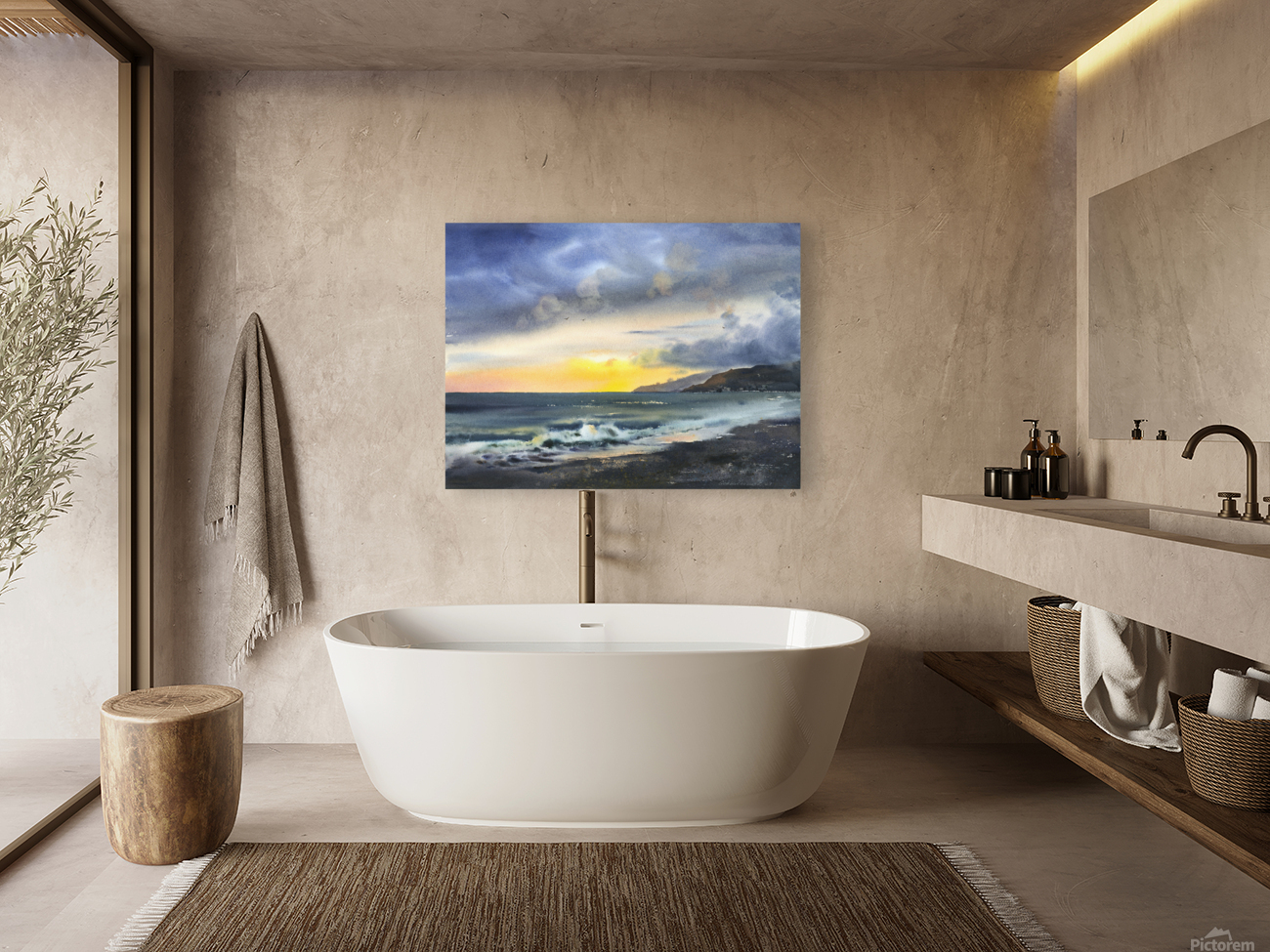 Sunset on the coast Reproduction