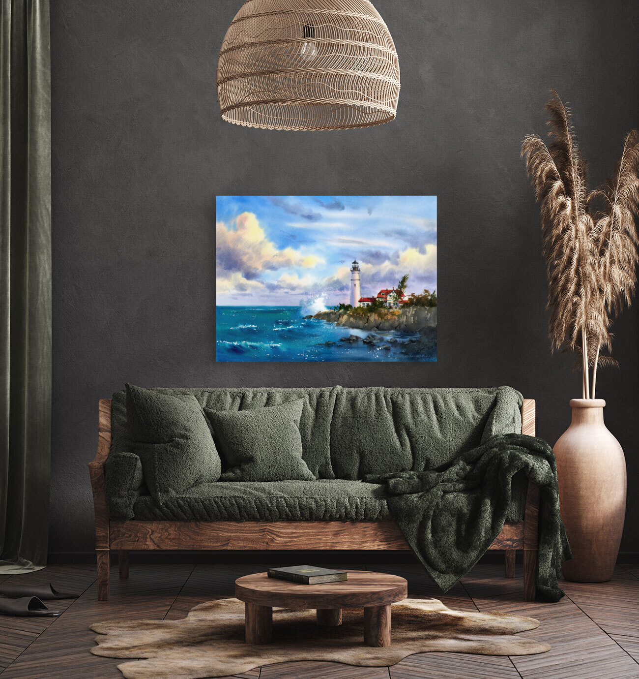Lighthouse and sea Reproduction
