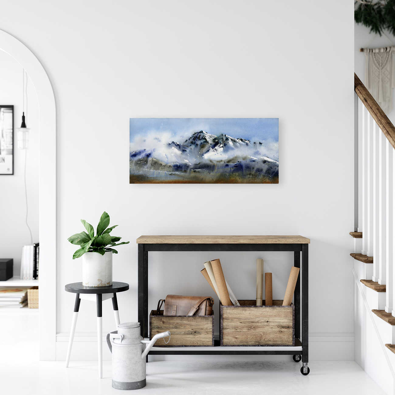 Mountain peaks in the clouds Reproduction