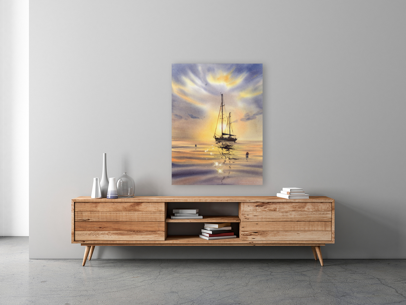 Yacht sunset Reproduction