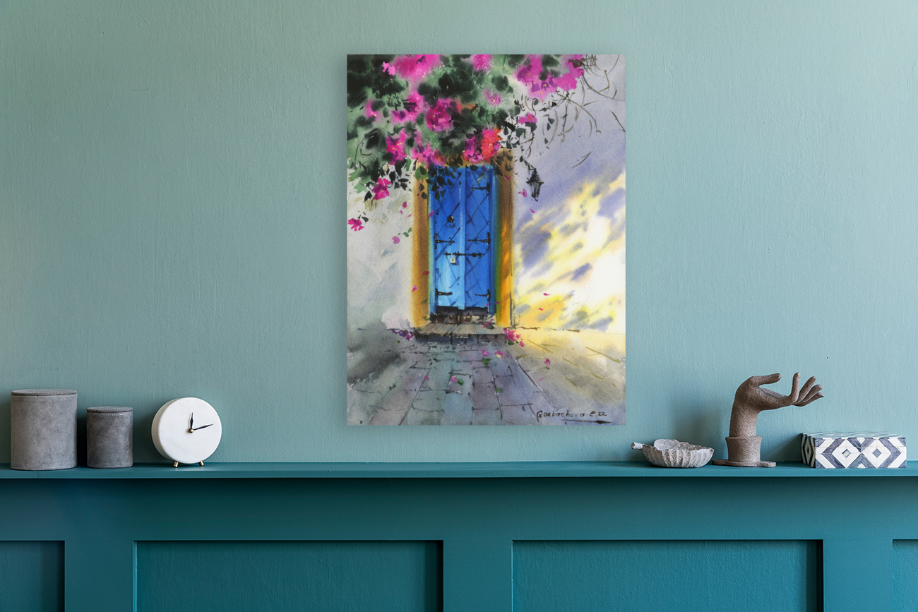 Antique Blue Door  Reproduction