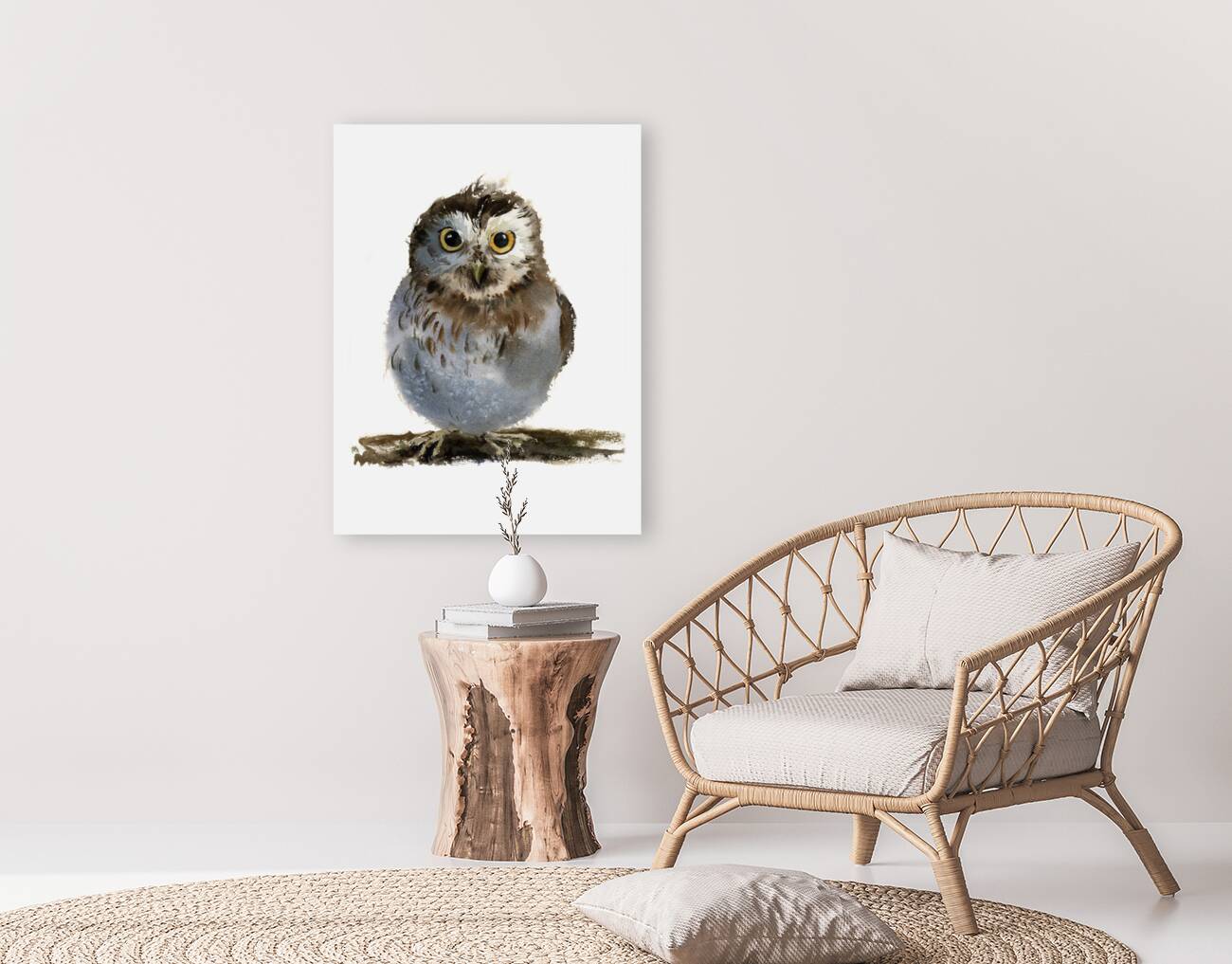 Watercolor owl Reproduction
