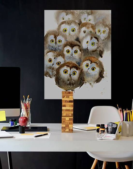 Watercolor owlets by Eugenia Gorbacheva